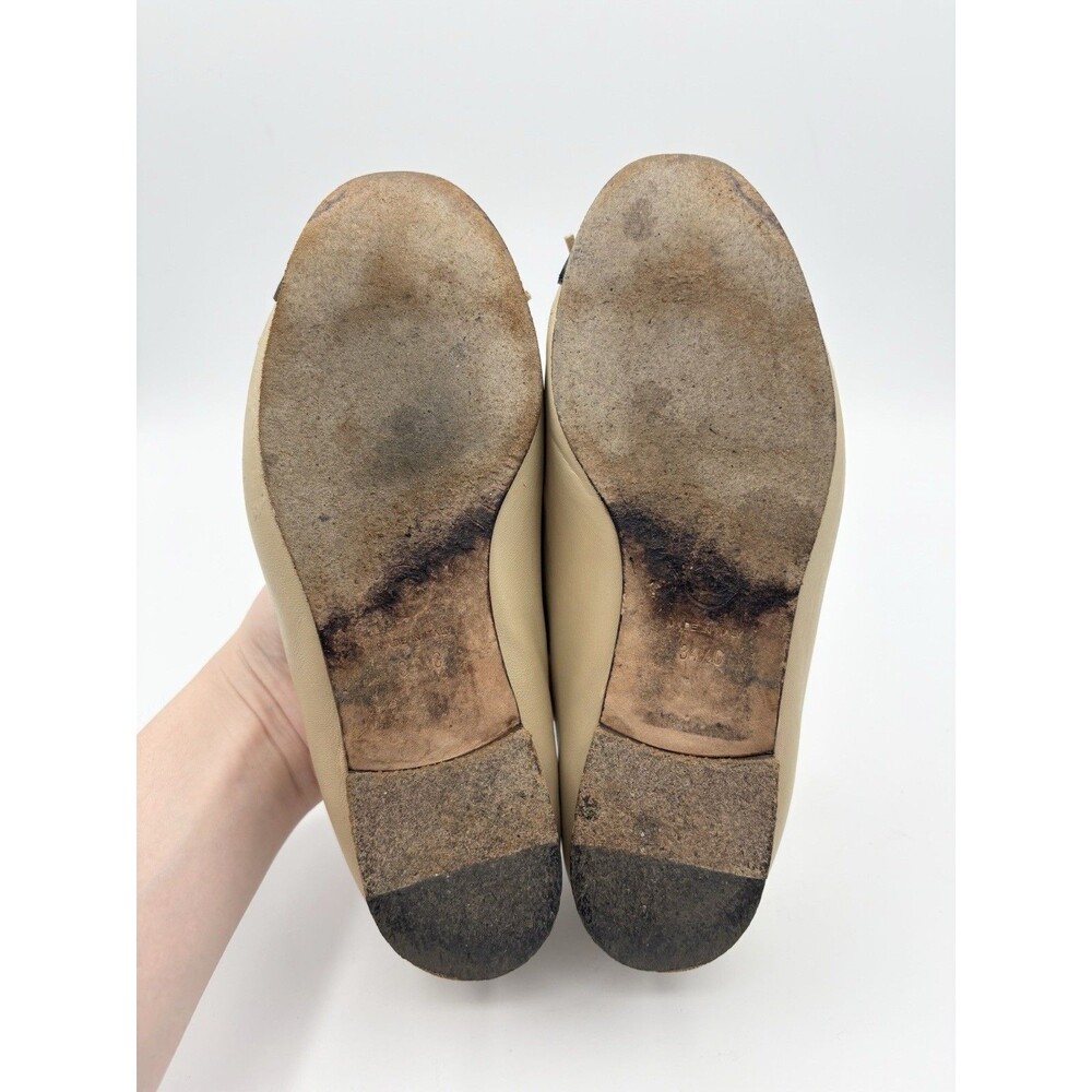 Chanel Ballet Flats Nude & Black Lambskin w/ CC Cap Toe Bow Detail Sz EU 34.5 - Picture 13 of 16